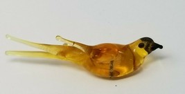 Figurine Song Bird Small Tiny Brown Honey Acrylic Fling Vintage  - $14.20