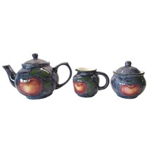 VTG Teapot with Cream &amp; Sugar three piece Set HAND PAINTED IN THAILAND - £28.85 GBP