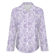 Mondxflaur Blue Floral Women Long Sleeve Shirt Summer Elegant Fashionable - £19.33 GBP