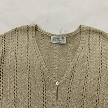 Roisin McCarthy Celtic Designs Cardigan Sweater Size XL Beige Cream Whim... - $28.70
