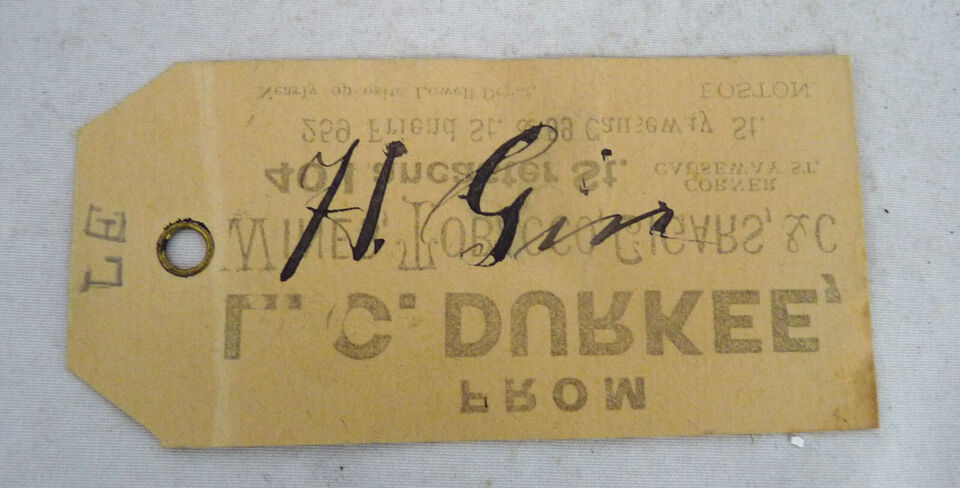 L C Durkey Boston Victorian store tag wines tobacco cigars advertising Item image 2