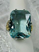 12Ct Emerald Cut Blue Aquamarine Solitaire Engagement Ring 14K White Gold Finish - £94.34 GBP