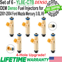 OEM Denso 4Hole Upgrade x6 Fuel Injectors for 2001, 02, 03 Ford Escape 3.0L V6 - £80.80 GBP