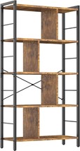 Armocity Bookshelf, 5 Tier Tall Industrial Bookcase Wood Metal Frame Standing - £113.09 GBP