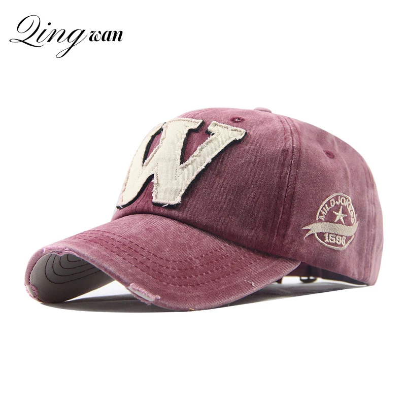 Retro W Letter Baseball Cap for Men and Women Hip Hop Korean Washed Broken - £11.50 GBP+