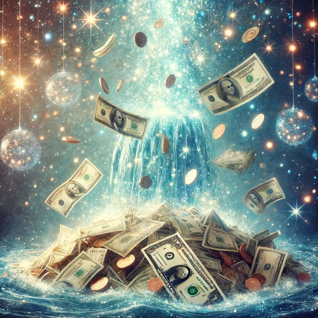 Waterfall of Money, Fortune, Good Luck Spell, magic spells, haunted - £10.22 GBP