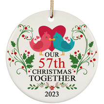 Funny Couple Bird Ornament Gift Decor 57th Wedding Anniversary 57 Year Christmas - £11.05 GBP