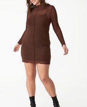 MSRP $35 Trendy Plus Size Noah Mock Neck Mesh Mini Dress Brown Size 12 - £6.48 GBP