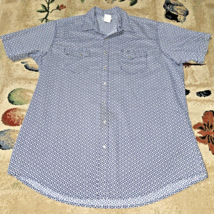 Wrangler Wrancher Shirt Mens XLT blue Geometric Pearl Snap Western Adult... - $14.46