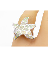 925 Sterling Silver - Inlaid Fire Opal Starfish Statement Ring Sz 8 - RG... - $48.86 CAD