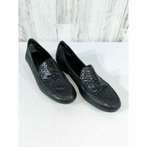 Trotters Womens Leather Loafers Black Basket Weave Size 9.5 S or 9.5 AAA - $23.74