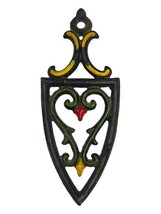 Vintage Wilton Cast Iron Latticework Trivet Wall Decor 6&quot; Hot Plate Yell... - $17.49