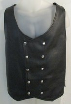 Men&#39;s Black Leather Double Breasted Double Snaps Lace Up Sides Sleeveles... - $222.75