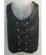 Men&#39;s Black Leather Double Breasted Double Snaps Lace Up Sides Sleeveles... - £175.99 GBP