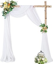 White Wedding Arch Drapes Sheer Backdrop Curtain For Wedding Ceremony Party - £33.39 GBP