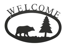 Village Wrought Iron WEL-83-L Bear & Pine Welcome Sign Large - $28.03