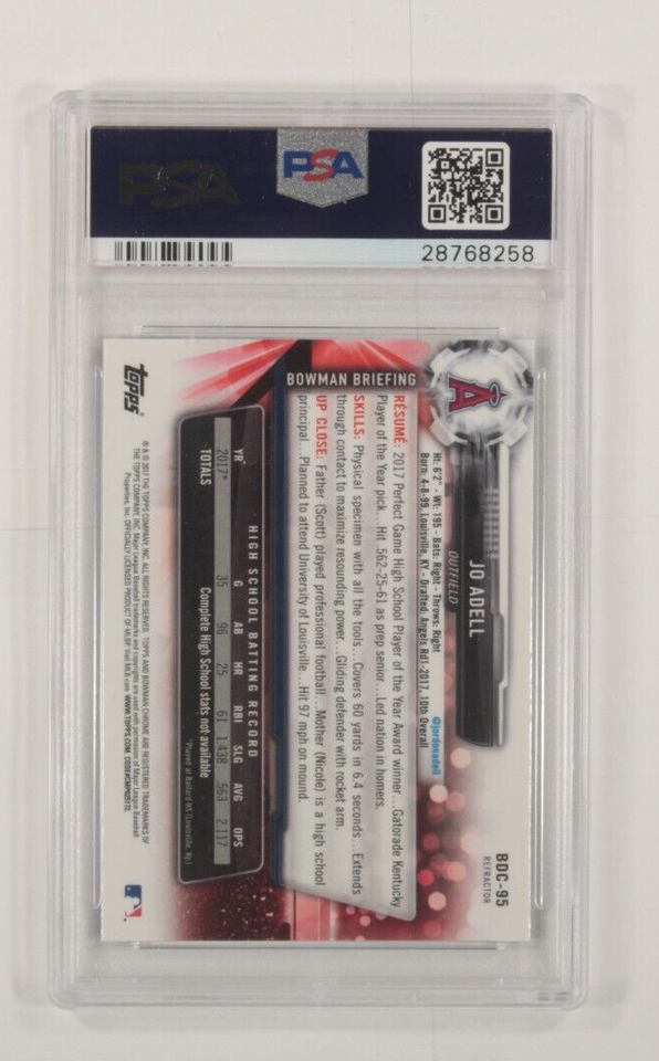 2017 Bowman Schizzi Jo Adell Cromato Battuta Rifrattori PSA 10 Gemma come Nuovo Item image 2