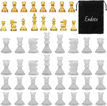 Resin Chess Pieces Mold Set, 16 Pieces Full Size 3D Silicone Chess Molds... - $19.54