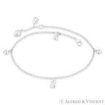 Heart, Teddy Bear, Ladybug, &amp; Rolo Chain Italy .925 Sterling Silver Charm Anklet - £22.35 GBP