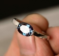 925 Argento Sterling 6 8mm Ovale Cut Natural Alexandrite Gemma Solitario Anello - £25.06 GBP+