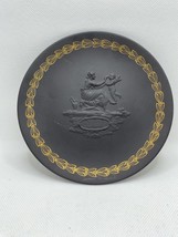 Wedgwood  plate  basalt porcelain matte black gold mother image in relief - $24.73