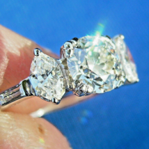 Earth mined Diamond Engagement Ring 2 carat Vintage Deco Platinum Solitaire 7.5 - $19,285.73 CAD