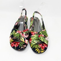 Life Stride Womens Black &amp; Tropical Floral Canvas Slingback Sandals, Size 9 NEW - £20.18 GBP