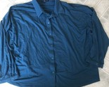 Eileen Fisher Tencel Dark Teal Button Front  Classic Collar Shirt Large - £47.26 GBP