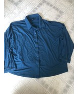 Eileen Fisher Tencel Dark Teal Button Front  Classic Collar Shirt Large - £37.80 GBP