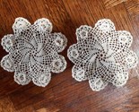 2 Vintage Handmade Crocheted Doily Doilies. Round. ~4&quot; - £6.19 GBP