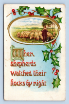 When Shepherds Watched Their Flock UNP Unused Embossed DB Christmas Postcard D17 - £5.38 GBP