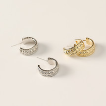 2 pairs of earrings with gold and white color Retro earrings C-shaped earrings  - £19.81 GBP