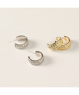 2 pairs of earrings with gold and white color Retro earrings C-shaped ea... - £19.64 GBP