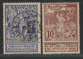 BELGIUM 1896-97 VF Mint &amp; Used Stamps Scott # 79-80 Brussels Exhibition Issue - £5.69 GBP
