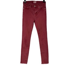 HUDSON Jeans Nico Mid Rise Red Ankle Raw Hem Fringe Skinny Women Size 26 USA - £27.31 GBP