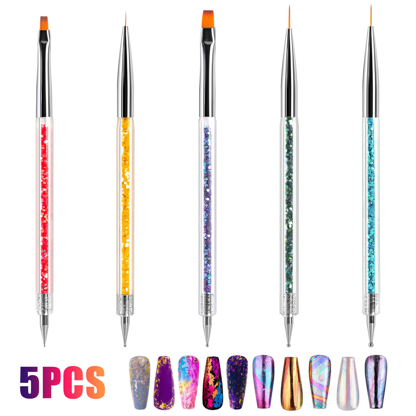 Primary image for 5pcs Double Ended Nail Art Brushes Dotting Liner Brush Point Drill Paiting Tools