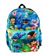 Lilo And Stitch Deluxe Oversize Print Large 16&quot; Backpack with Laptop Com... - $55.27 CAD