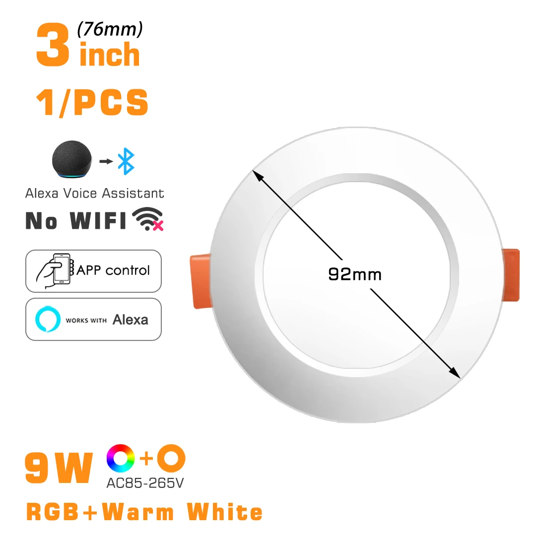 LED Round Downlight RGBW Alexa Smart LED Ceiling Light Multicolor Dimmable Reces - £138.56 GBP