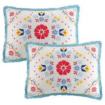 Two Pioneer Woman ~ Quilted MAZIE MEDALLION ~ King Size Pillow Shams ~ 20&quot; X 36&quot; - £23.86 GBP