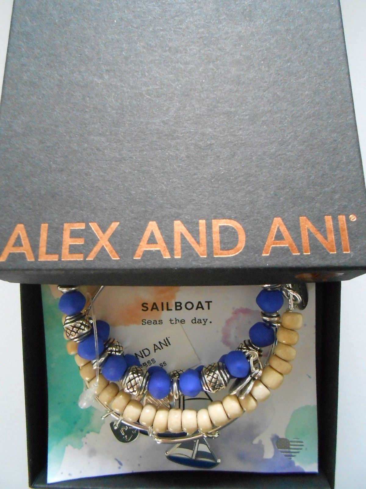 Alex and Ani Sailboat Set of 3 Shiny Silver Bangle Bracelets NWTBC NEW 2017 - $62.36