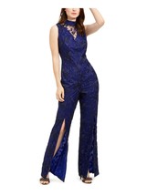 New Trina Turk Blue Wide Leg Floral Embroidered Jumpsuit Size 10 $195 - £63.94 GBP