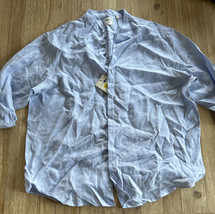 Baird Mc Nutt Murano Roll Tab Open Collar Linen Shirt Big Man 2XB Blue Linen New - £37.80 GBP