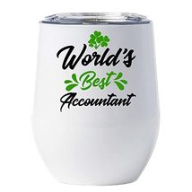 World&#39;s Best Accountant Tumbler 12oz With Lid Gifts, Accountant Working Wine Gla - £17.91 GBP