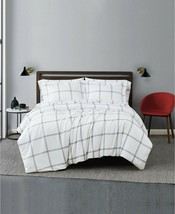 Truly Soft Everyday Windowpane Printed 3 Piece White/Gray Full/Queen Duvet Set - £33.43 GBP