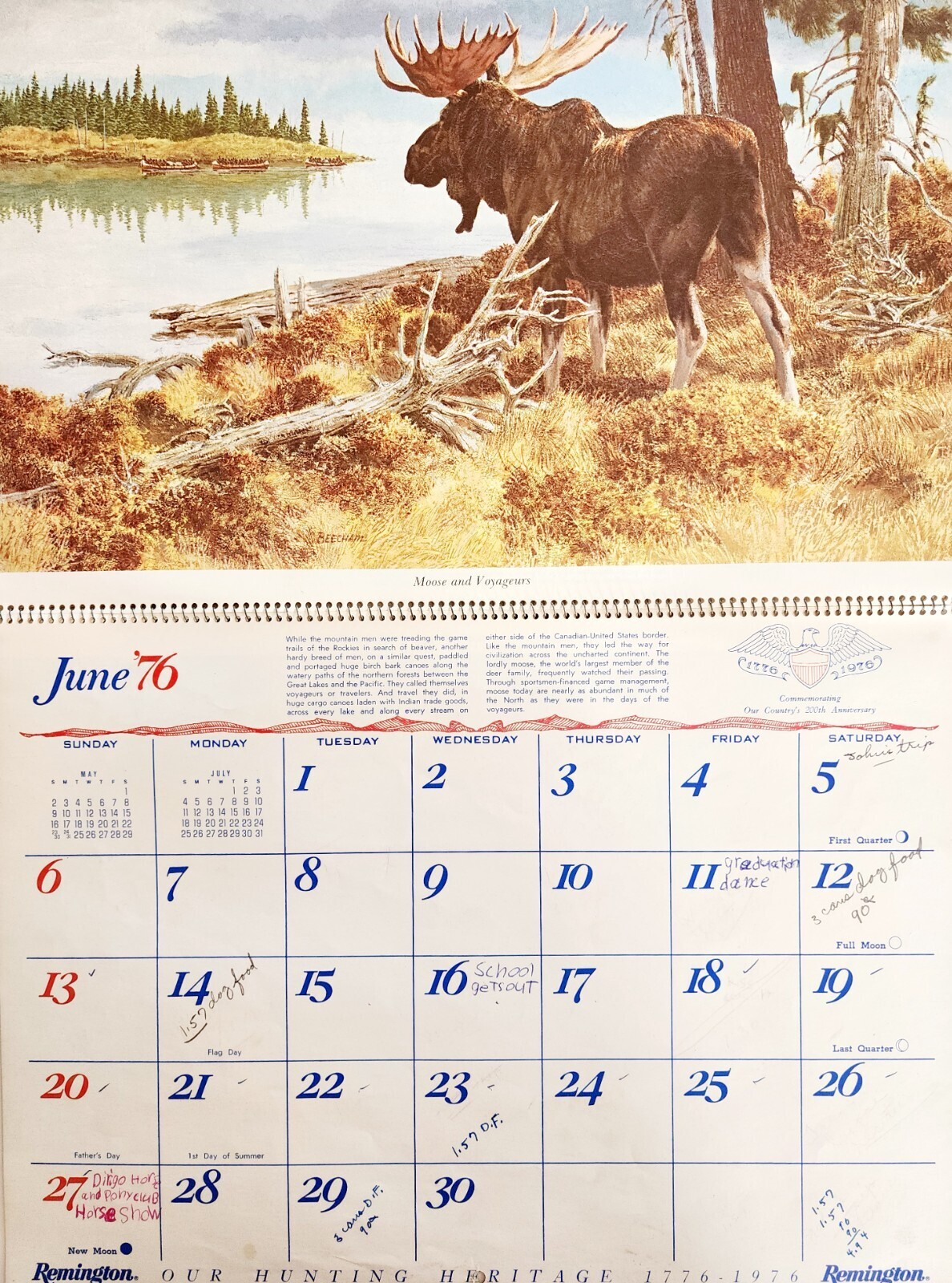 1976 Cronk's Outdoor Supplies Remington Calendar Wiscasset Maine Hunting DWWW1 Item image 4