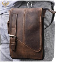 Real Leather men Casual Design Multifunction Small Messenger Crossbody Bag One S - £44.36 GBP