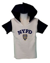 NYPD Kids Hooded Short Sleeve Screen Print T-Shirt Blue Youth Tee Hoodie... - £13.35 GBP+