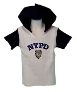 NYPD Kids Hooded Short Sleeve Screen Print T-Shirt Blue Youth Tee Hoodie... - £13.60 GBP+