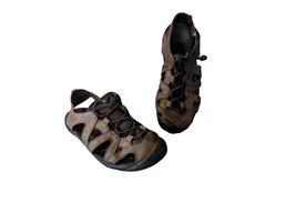 Keen Targhee Men&#39;s Sport Water Sandals Waterproof Bungee Brown Leather Sz 10 M - £20.26 GBP
