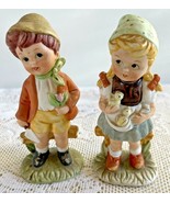 Figurines Boy Girl Porcelain Farmers Chicks Statues Country 4 1/2&quot; t Gif... - $12.86